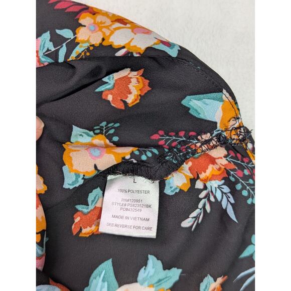 Pink Rose Vintage Large Faux Wrap Tank w/Vibrant Floral Print - Picture 9 of 10